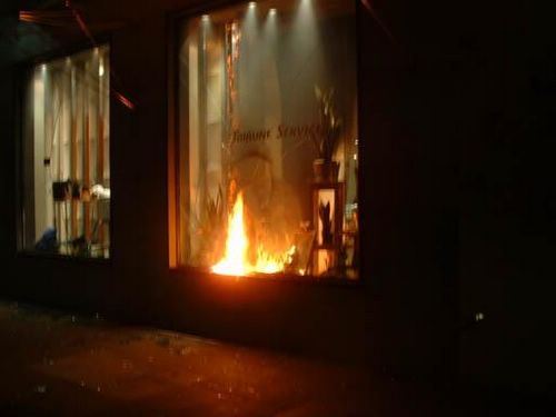 Molotov cocktaails had been thrown at the building