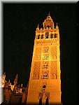 Seville Cathedral tower by night