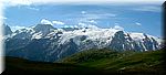 The panorama from the plateau. On the extreme left is the Meije, 3982m, then the Rateau and the Girose glacier.